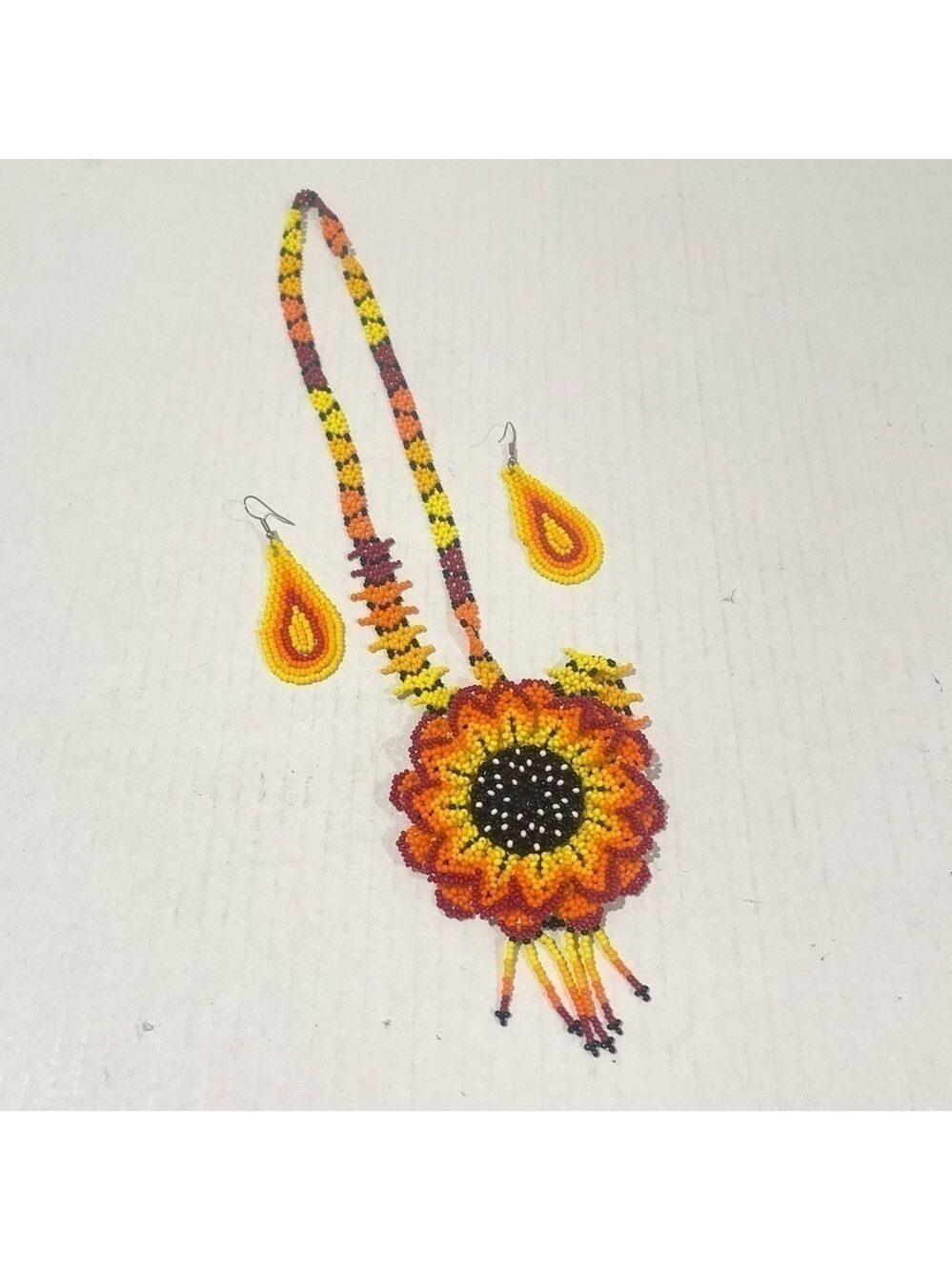 Women’s Mexico Beaded Handmade Colorful Necklace & Earrings Set!